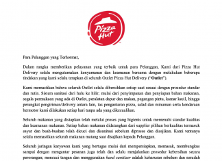 Indonesia Siaga COVID 19, Pizza Hut Indonesia Berlakukan Screening Kesehatan Karyawan (PHD.co.id)